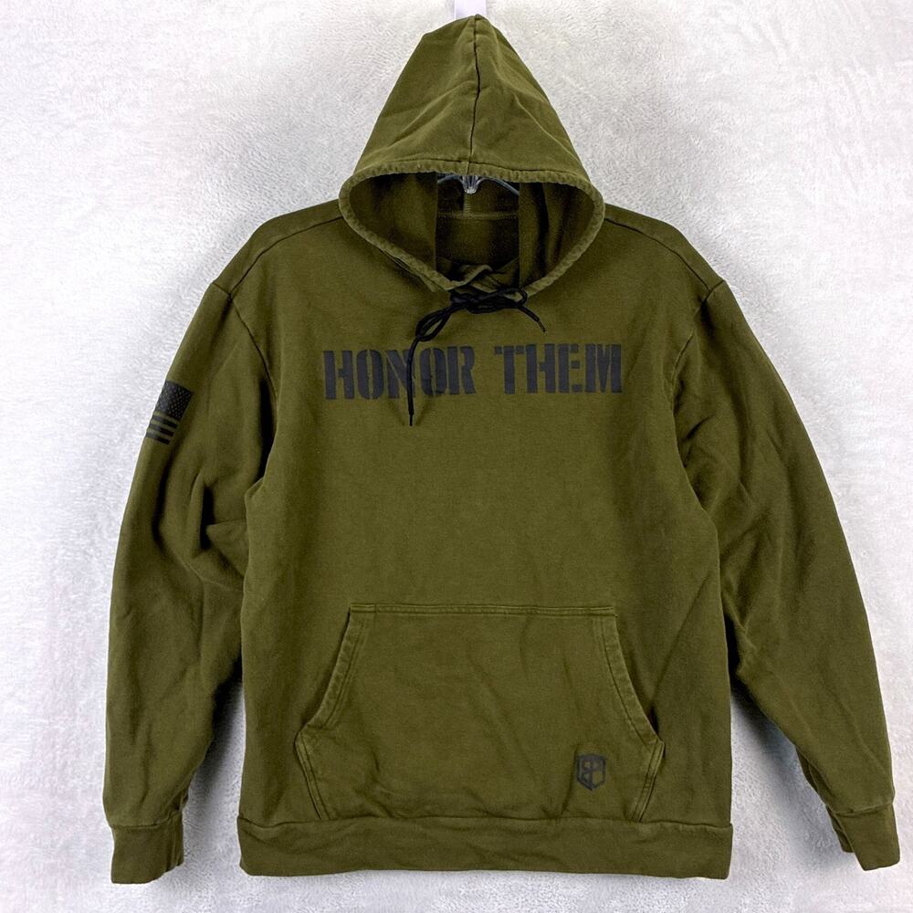 Born Primitive Hoodie Mens S Green Honor Them Military Veteran Patriot Army